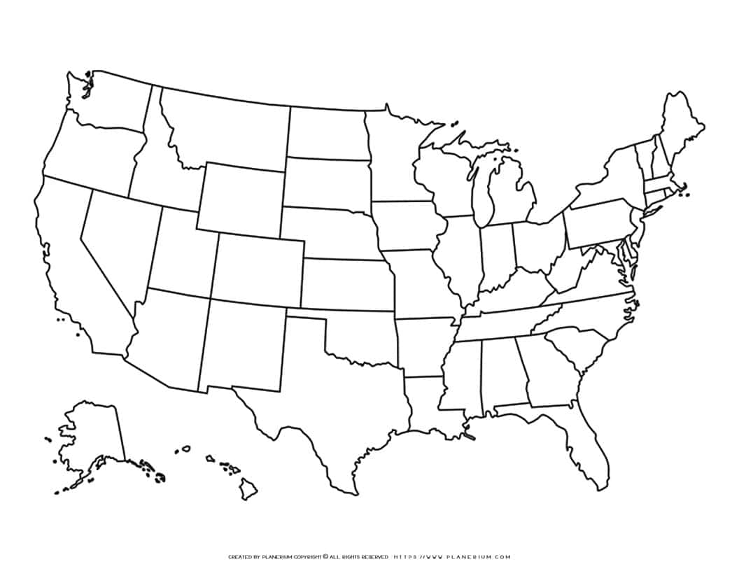 USA Map Coloring Page | Planerium