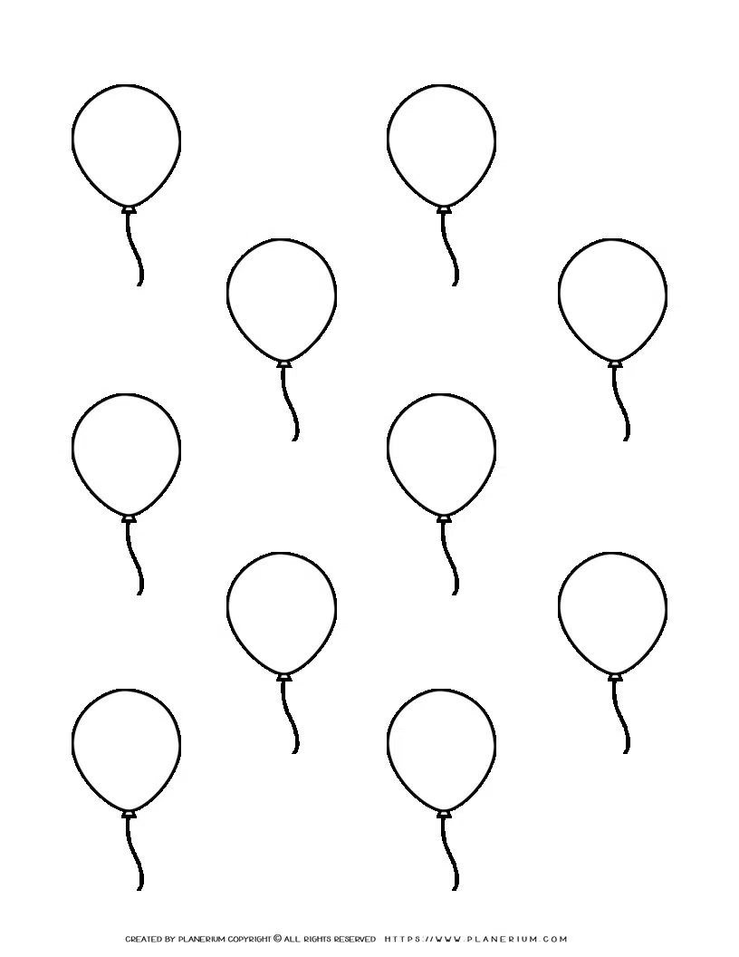Balloon Template - Ten Balloons | Planerium