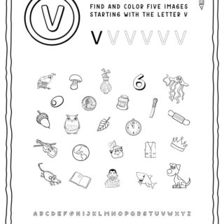 English Alphabet Worksheet - V Letter | Planerium