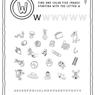 English Alphabet Worksheet - W Letter | Planerium