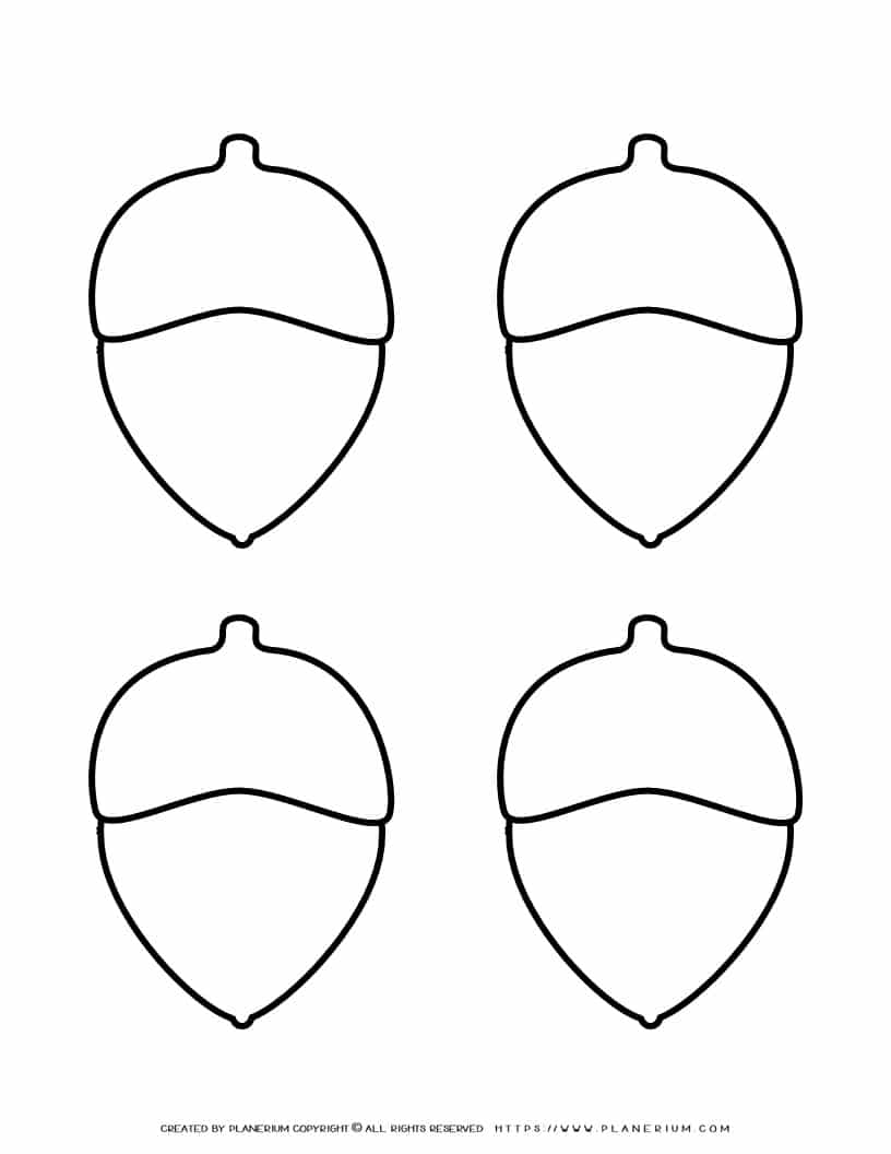 Acorn Outline - Four Acorns | Planerium