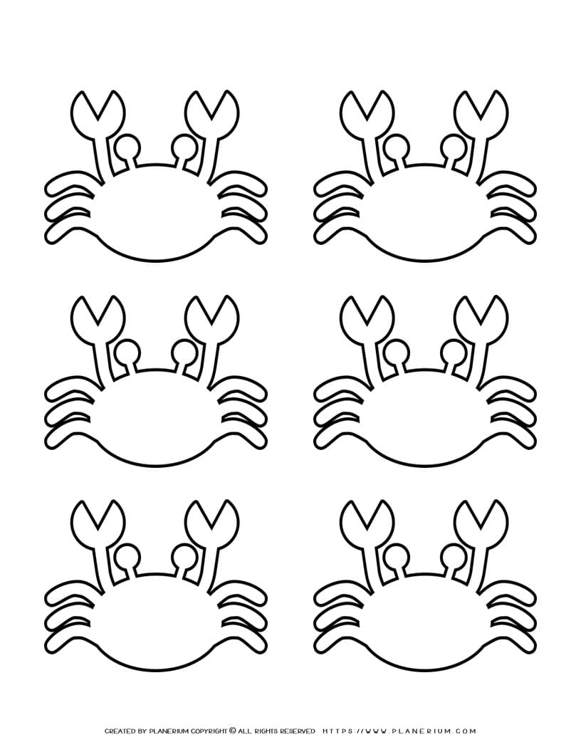 Crab Template - Six Crabs | Planerium