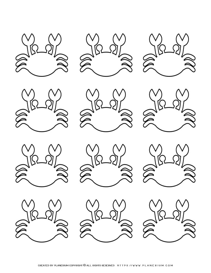 Crab Template - Twelve Crabs | Planerium