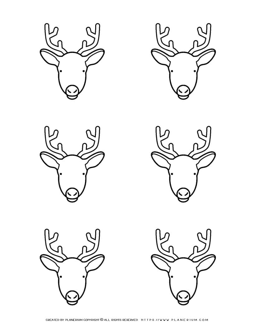 Deer Outline - Six Deer Heads | Planerium