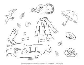 Fall Coloring Page - Fall Symbols | Planerium