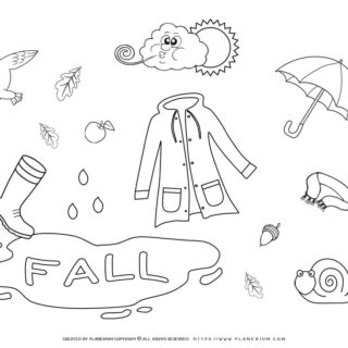 Fall Coloring Page - Fall Symbols | Planerium