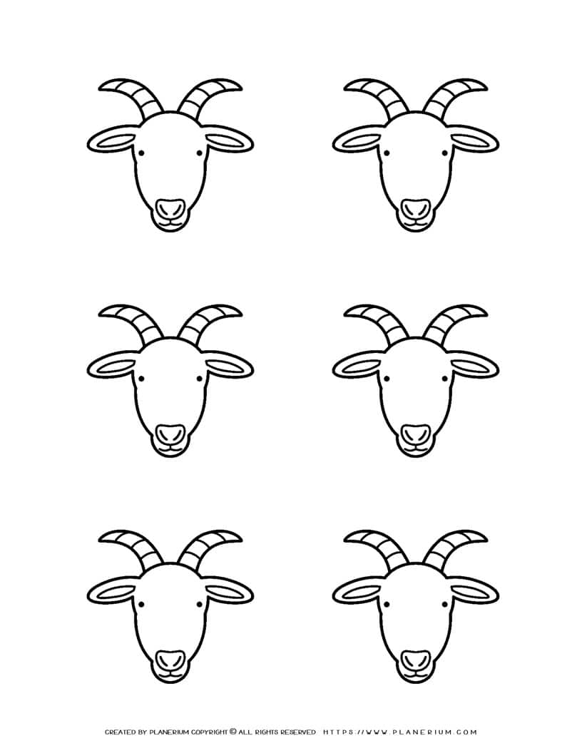 Goat Outline - Six Goat Heads | Planerium
