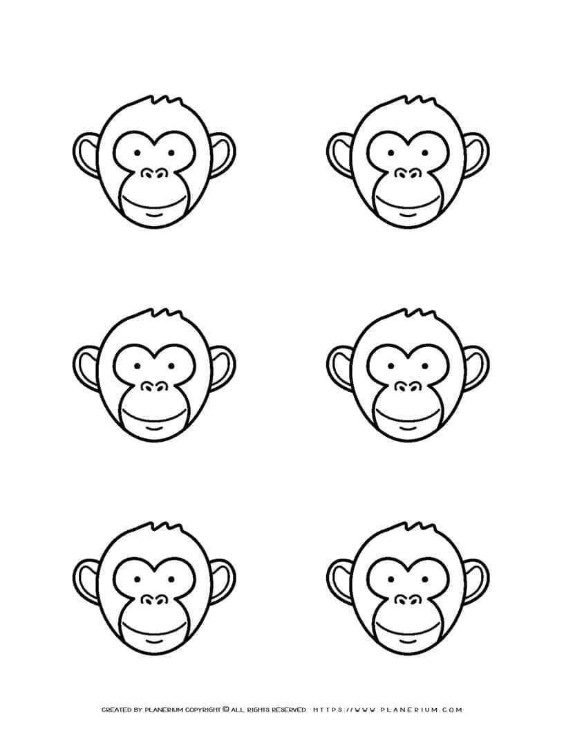 Monkey Outline - Six Monkey Heads | Planerium