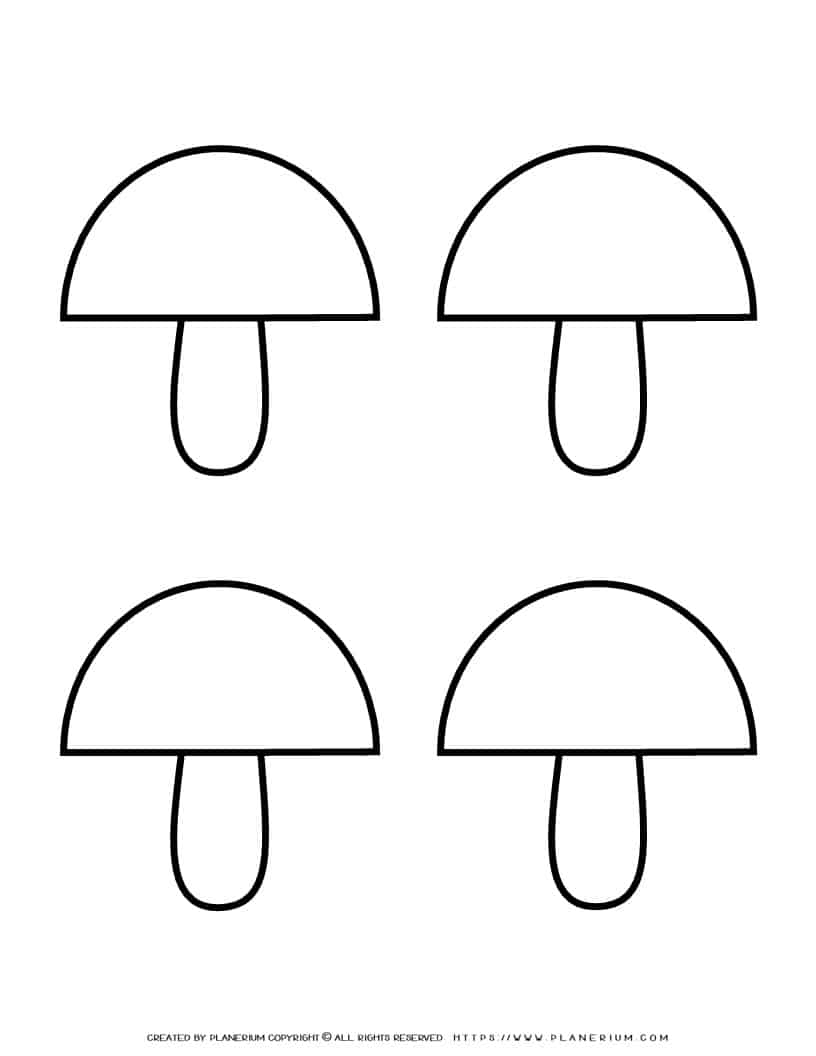 Mushroom Outline - Four Mushrooms | Planerium