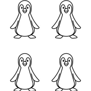 Penguin Outline - Four Penguins | Planerium