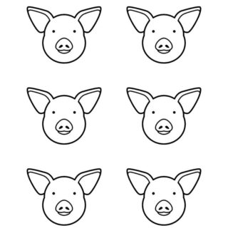 Pig Outline - Six Pig Heads | Planerium