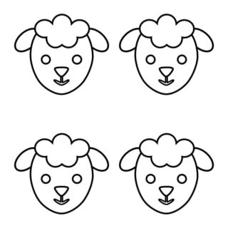 Sheep Head Coloring Page - Four Sheep Heads | Planerium