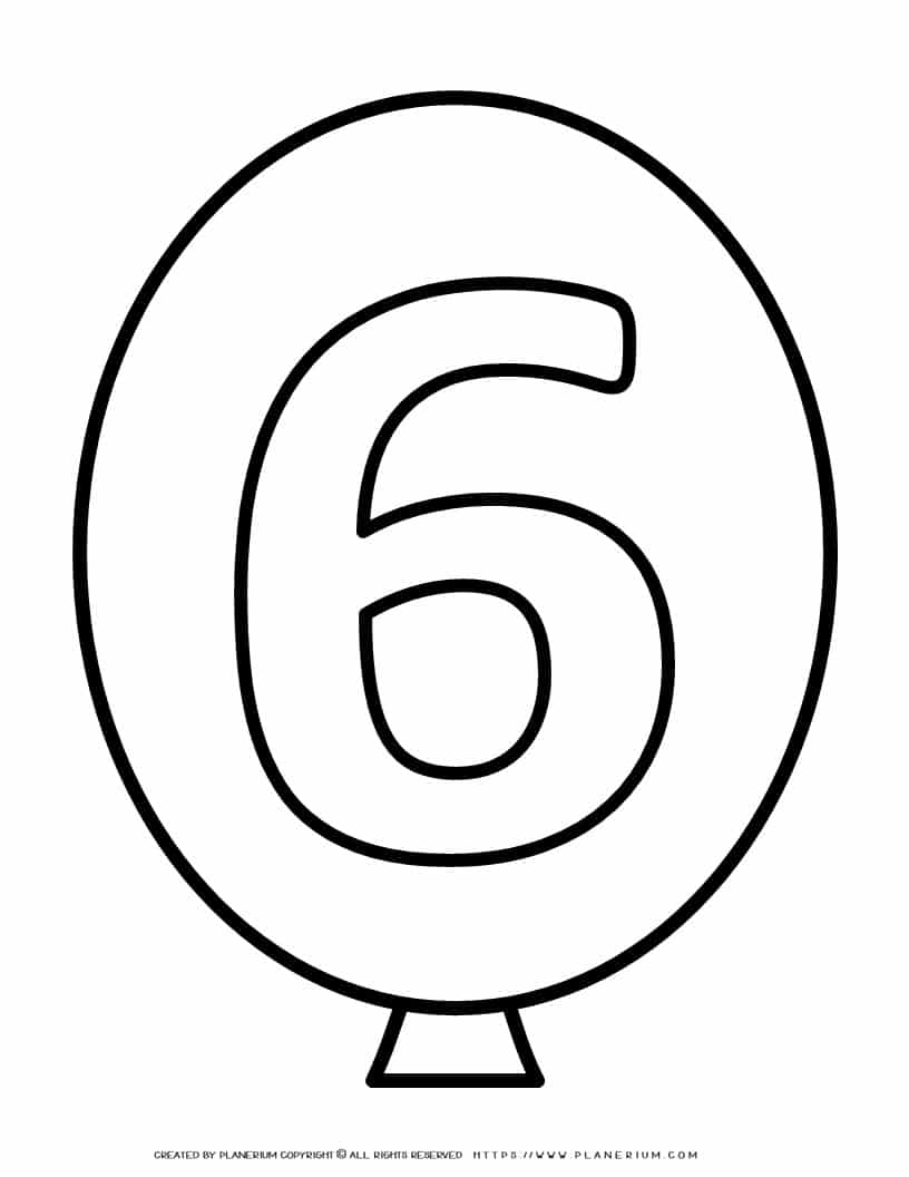 Balloon Outline - Number Six | Planerium