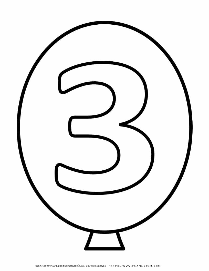 Balloon Outline - Number Three | Planerium
