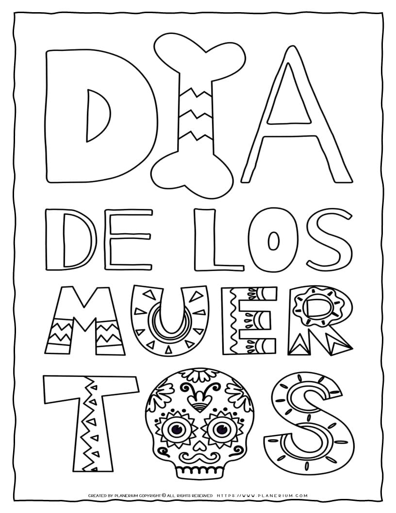 Dia De Los Muertos Coloring Page | Planerium