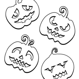 Halloween Coloring Page - Four Jack O Lantern | Planerium