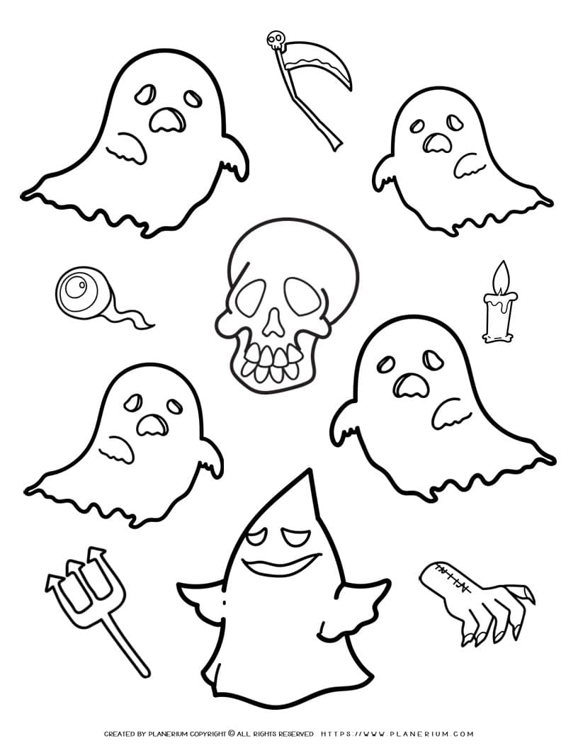 Halloween Coloring Page - Ghosts | Planerium