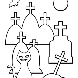 Halloween Coloring Page - Graveyard | Planerium