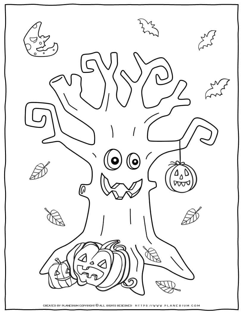 Halloween Coloring Page - Halloween Tree | Planerium