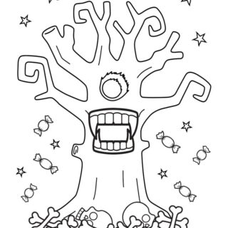 Halloween Coloring Page - Monster Tree | Planerium