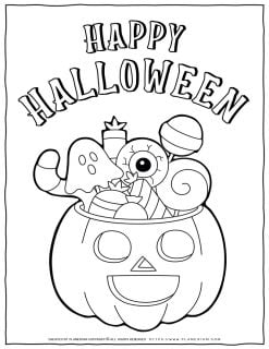 Happy Halloween Coloring Page - Candy Jack O Lantern | Planerium