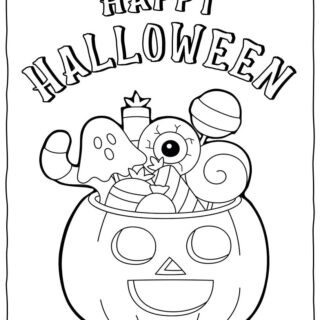 Happy Halloween Coloring Page - Candy Jack O Lantern | Planerium