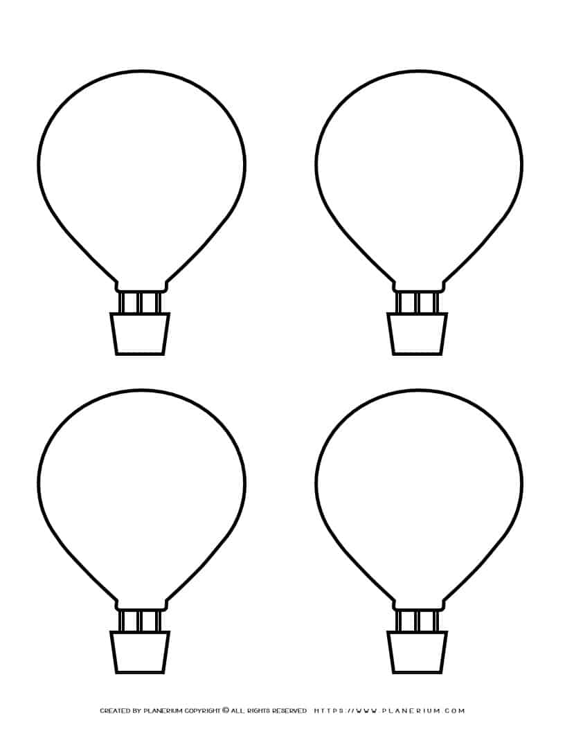 Hot Air Balloon Template - Four Hot Air Balloons | Planerium