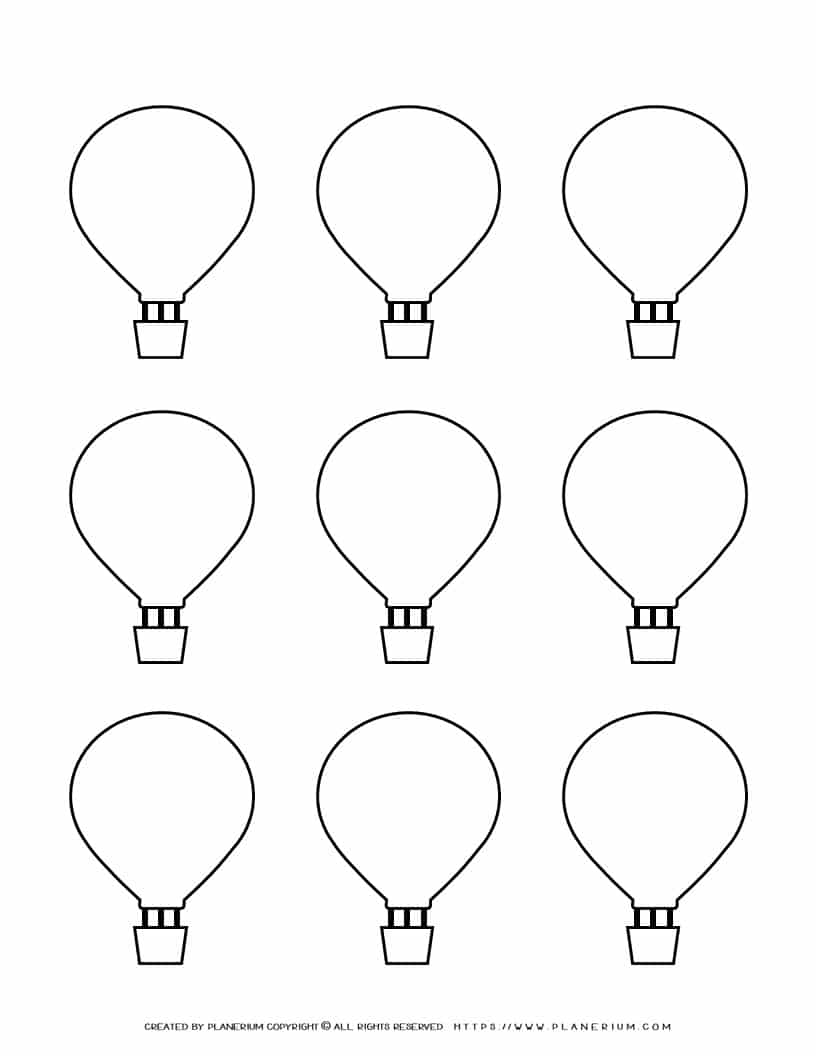 Hot Air Balloon Template - Nine Hot Air Balloons | Planerium