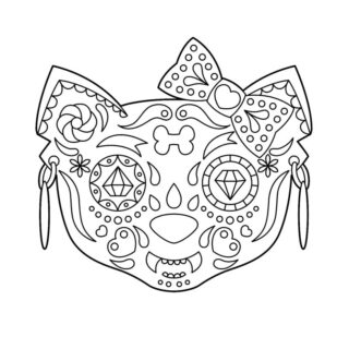Sugar Skull Cat - Coloring Page | Planerium