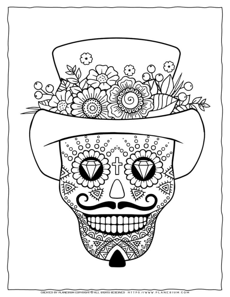 Sugar Skull Man Coloring Page | Planerium