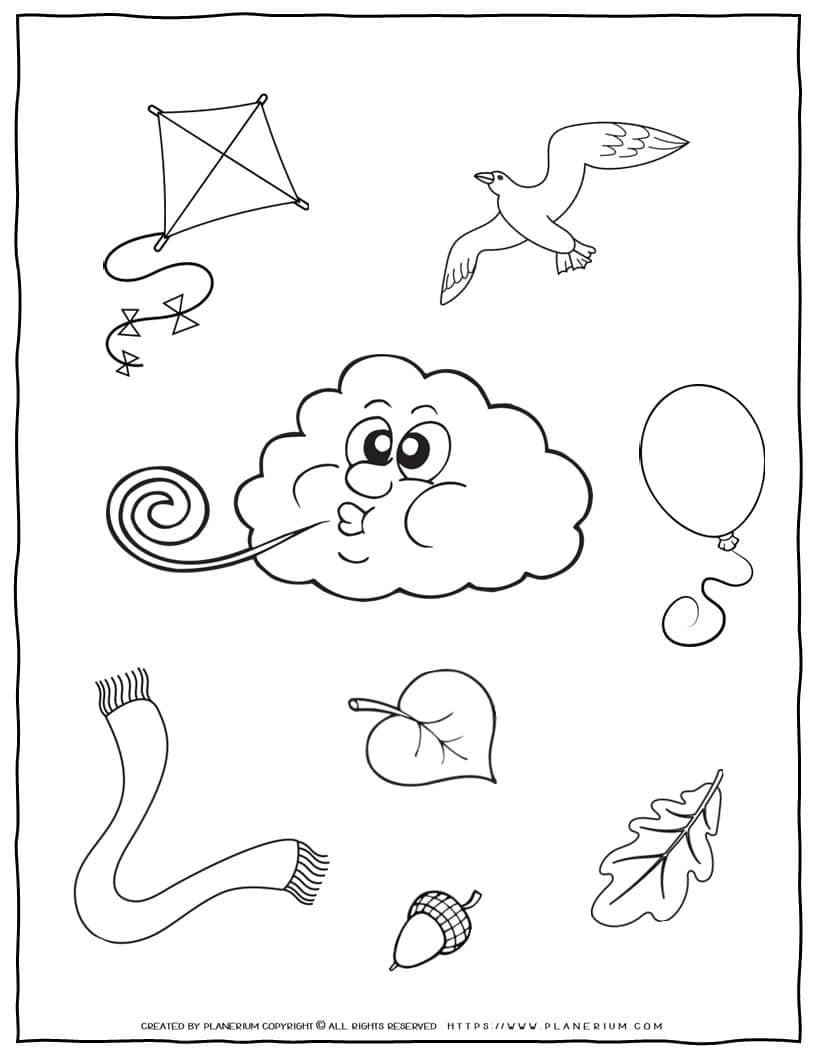 Weather Coloring Page - Wind | Planerium