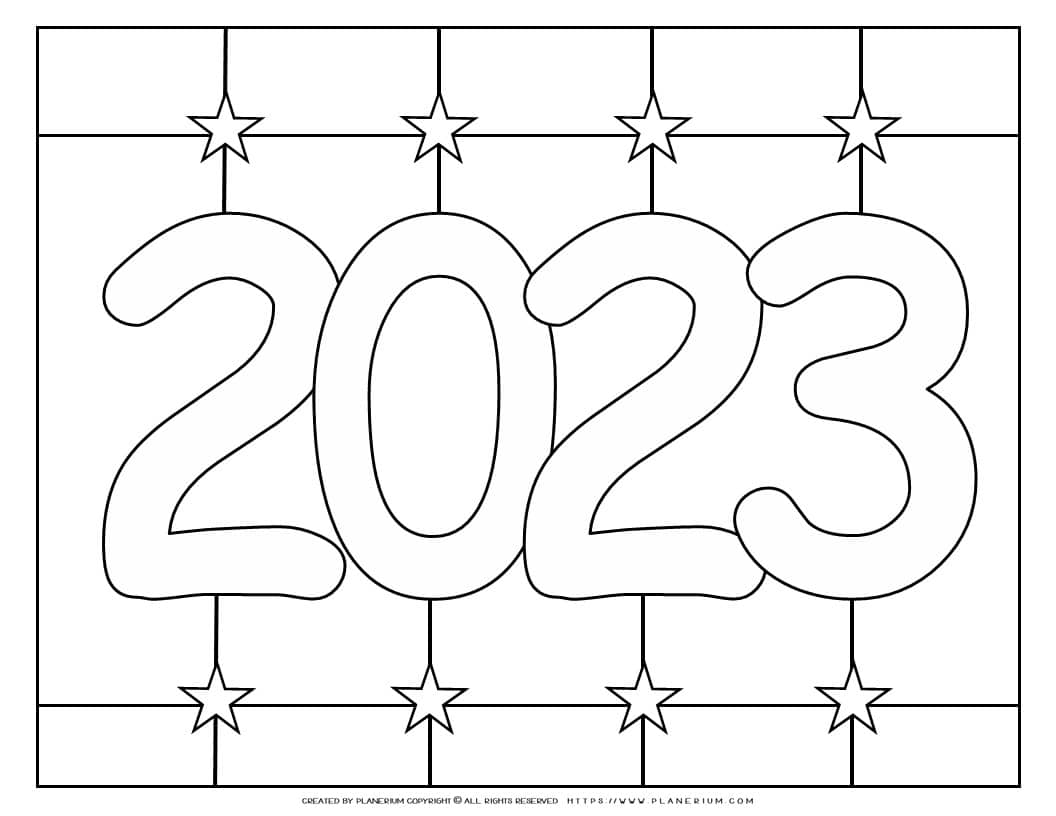 2023 Coloring Page - New Year | Planerium