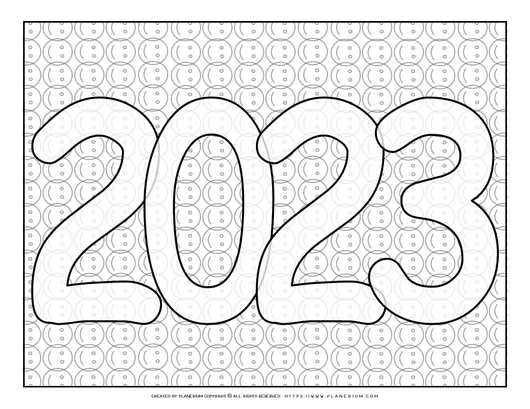 Coloring Page 2023 - Smiley Background | Planerium