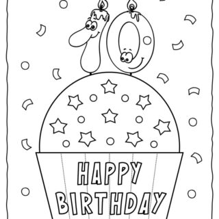 Happy Birthday Coloring Page - 10th Birthday | Planerium