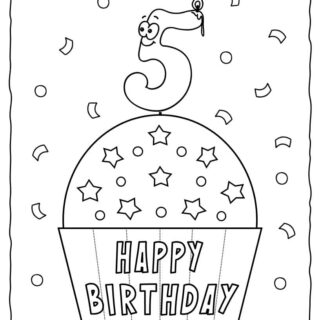 Happy Birthday Coloring Page - 5th Birthday | Planerium