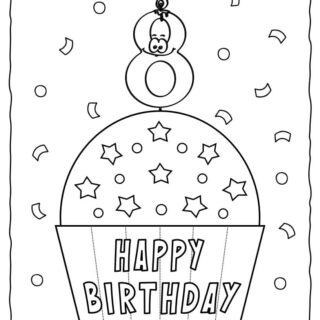 Happy Birthday Coloring Page - 8th Birthday | Planerium