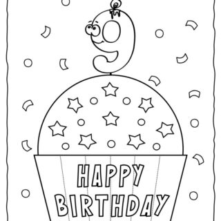 Happy Birthday Coloring Page - 9th Birthday | Planerium