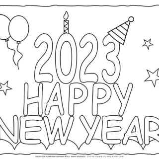 Happy New Year Coloring Page - 2023 | Planerium