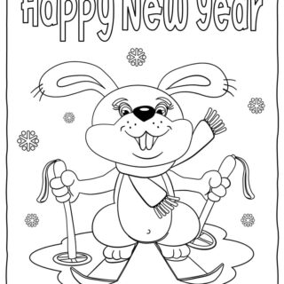 Happy New Year Coloring Page - Happy Bunny | Planerium