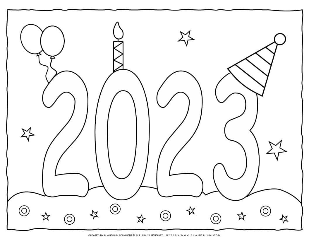 New Year Coloring Page - 2023 | Planerium