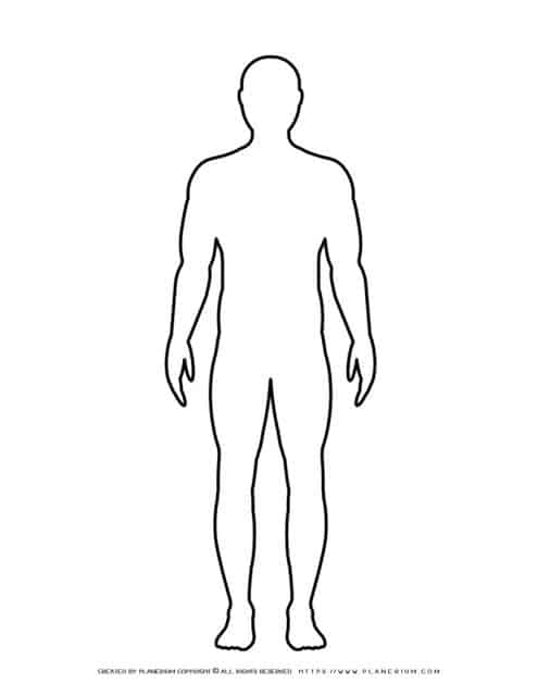 Male body outline printable for arts and crafts.