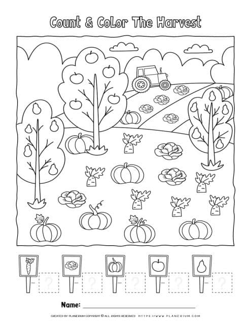 Thanksgiving Math worksheet, counting activity for Kindergarten.