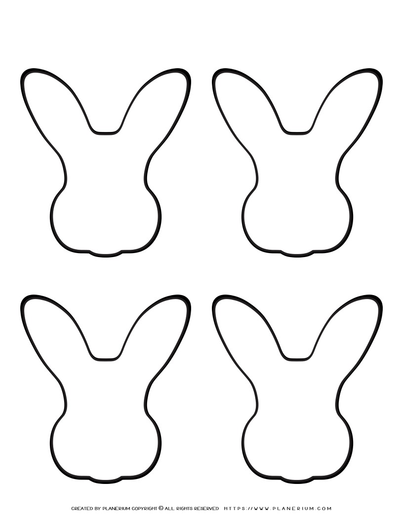 Rabbit Head Outline - Four Heads | Planerium