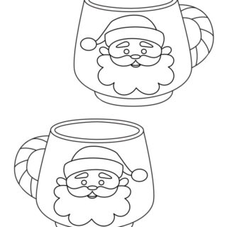 Santa Coloring Page - Two Santa Mugs | Planerium