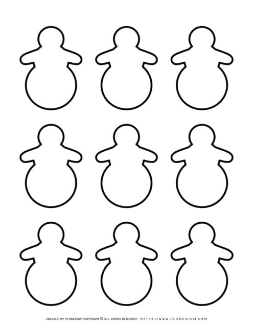 Snowman Outline - Nine Snowmen | Planerium