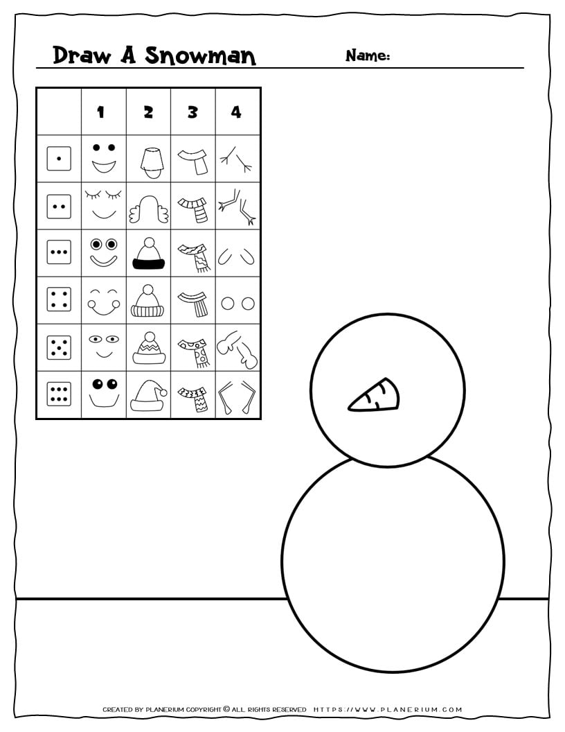 Snowman Worksheet - Draw A Snowman | Planerium