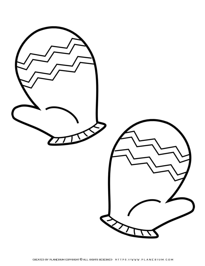 Winter Coloring Page - Gloves | Planerium