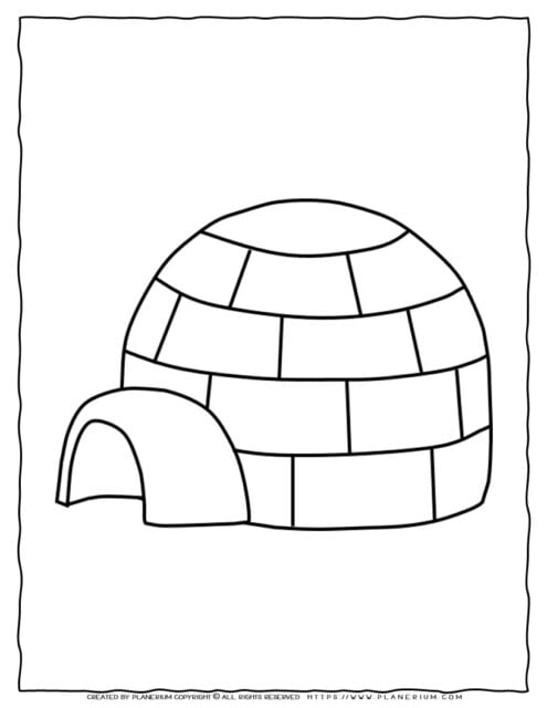 Winter - Coloring pages - Igloo and a Slide | Planerium