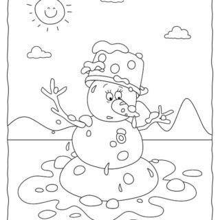 Winter Coloring Page - Melted Snowman | Planerium