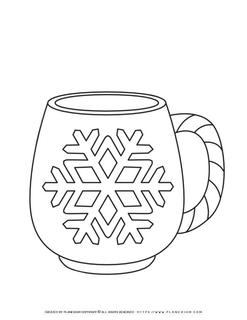 Winter Coloring Page - Snowflake Mug | Planerium